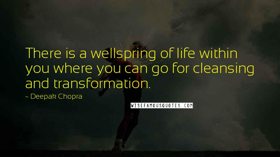 Deepak Chopra Quotes: There is a wellspring of life within you where you can go for cleansing and transformation.