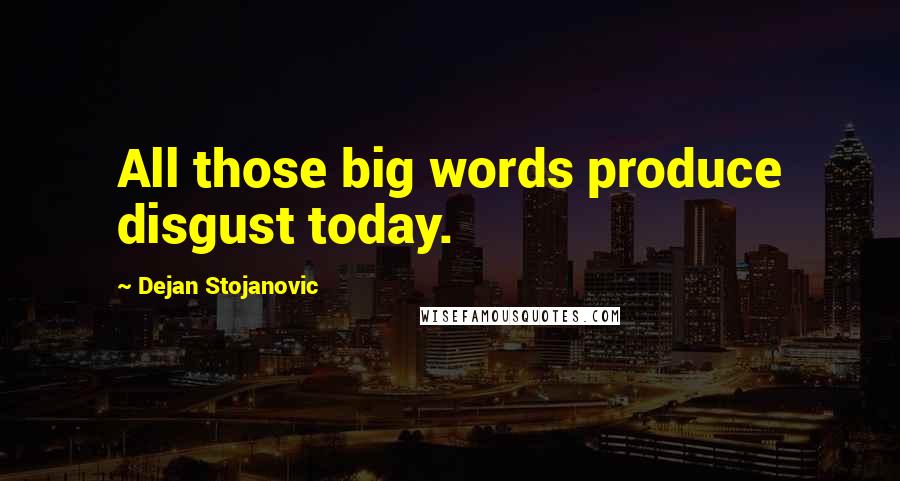 Dejan Stojanovic Quotes: All those big words produce disgust today.