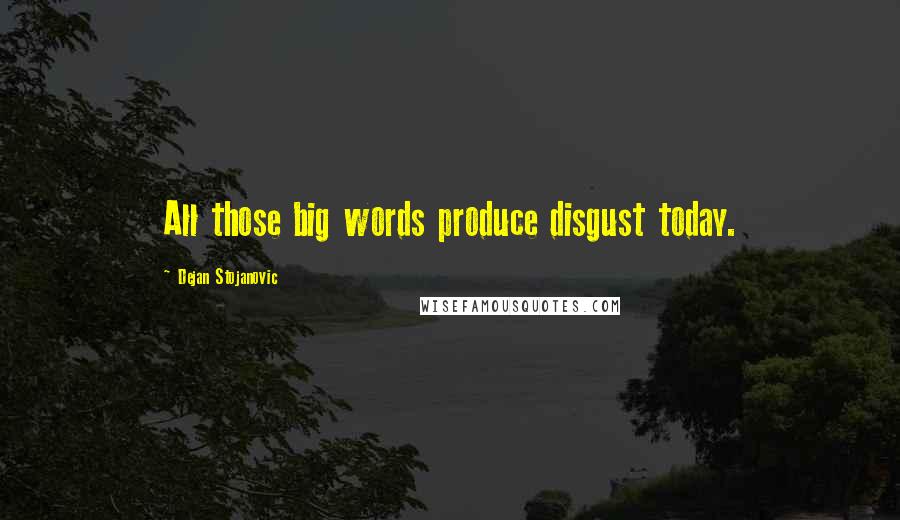 Dejan Stojanovic Quotes: All those big words produce disgust today.