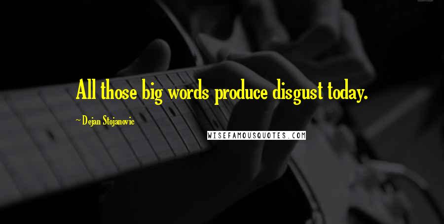 Dejan Stojanovic Quotes: All those big words produce disgust today.