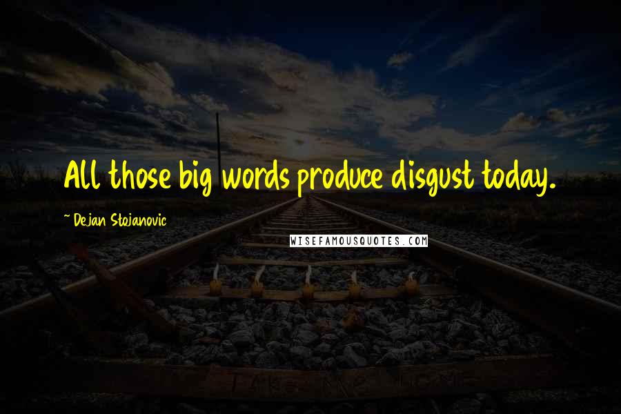 Dejan Stojanovic Quotes: All those big words produce disgust today.