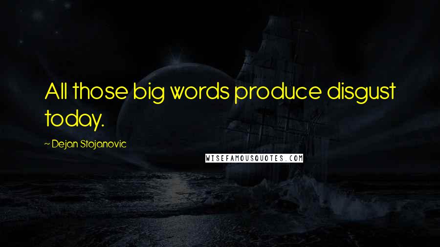 Dejan Stojanovic Quotes: All those big words produce disgust today.