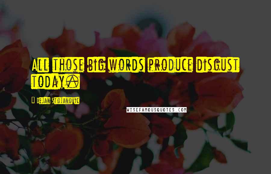Dejan Stojanovic Quotes: All those big words produce disgust today.