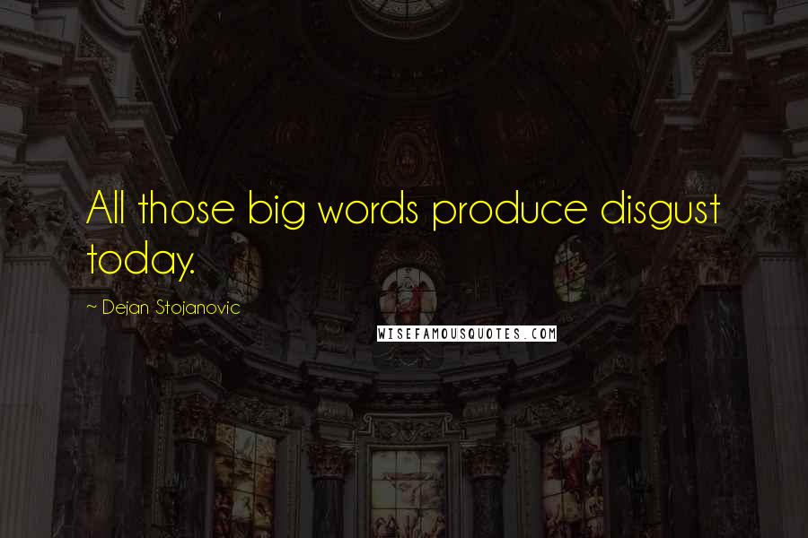 Dejan Stojanovic Quotes: All those big words produce disgust today.