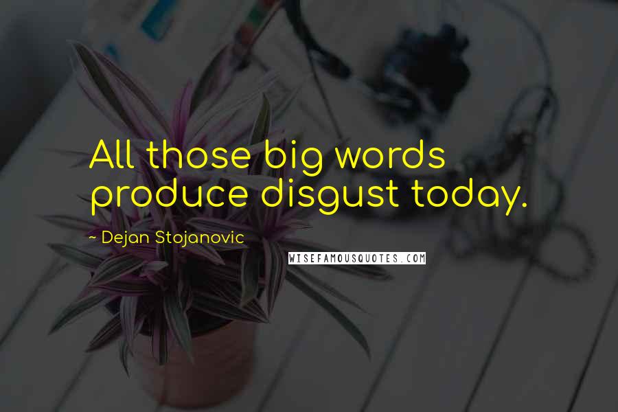 Dejan Stojanovic Quotes: All those big words produce disgust today.