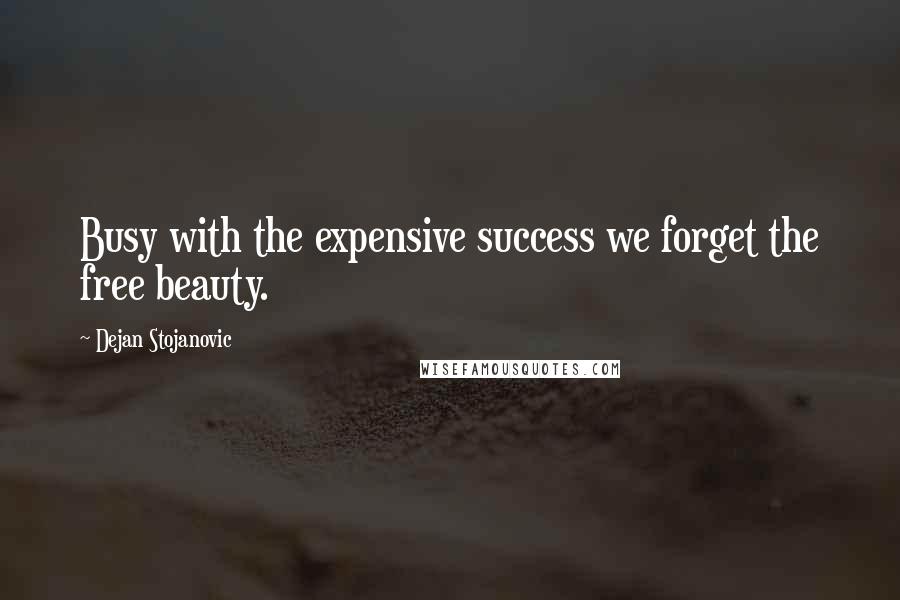 Dejan Stojanovic Quotes: Busy with the expensive success we forget the free beauty.