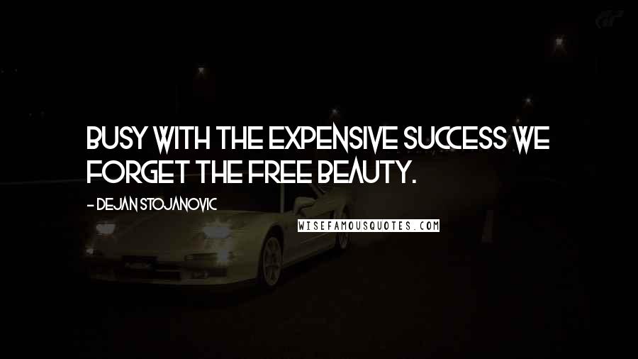 Dejan Stojanovic Quotes: Busy with the expensive success we forget the free beauty.