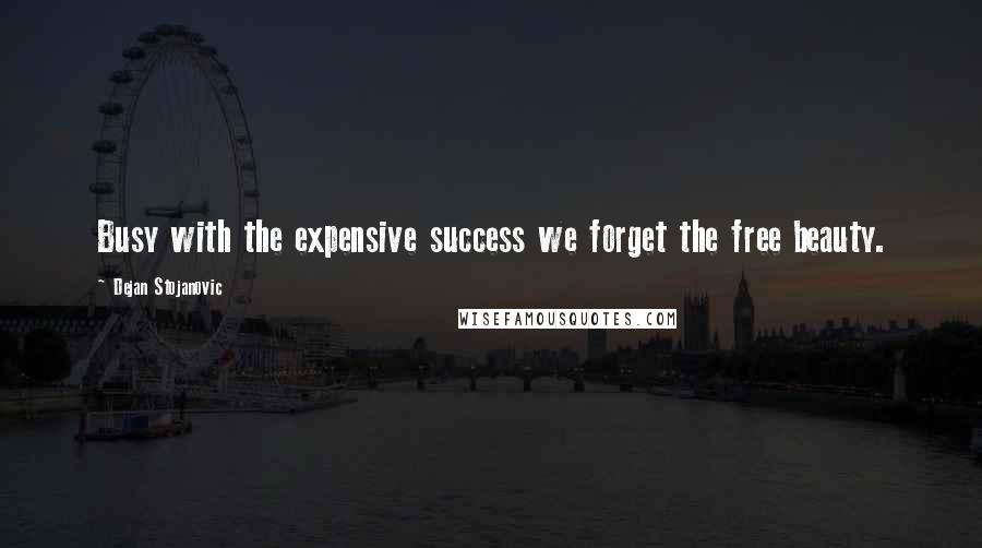 Dejan Stojanovic Quotes: Busy with the expensive success we forget the free beauty.