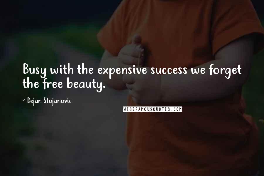 Dejan Stojanovic Quotes: Busy with the expensive success we forget the free beauty.