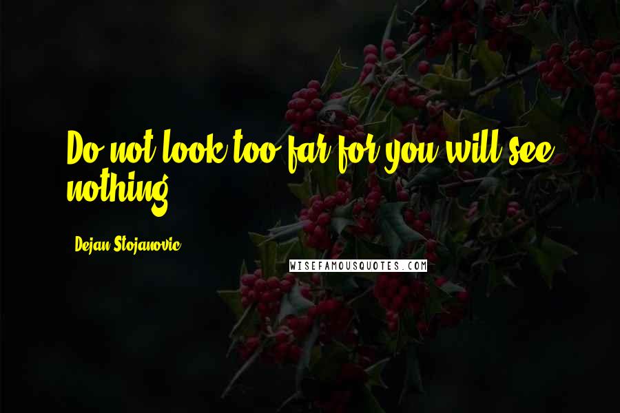 Dejan Stojanovic Quotes: Do not look too far for you will see nothing.