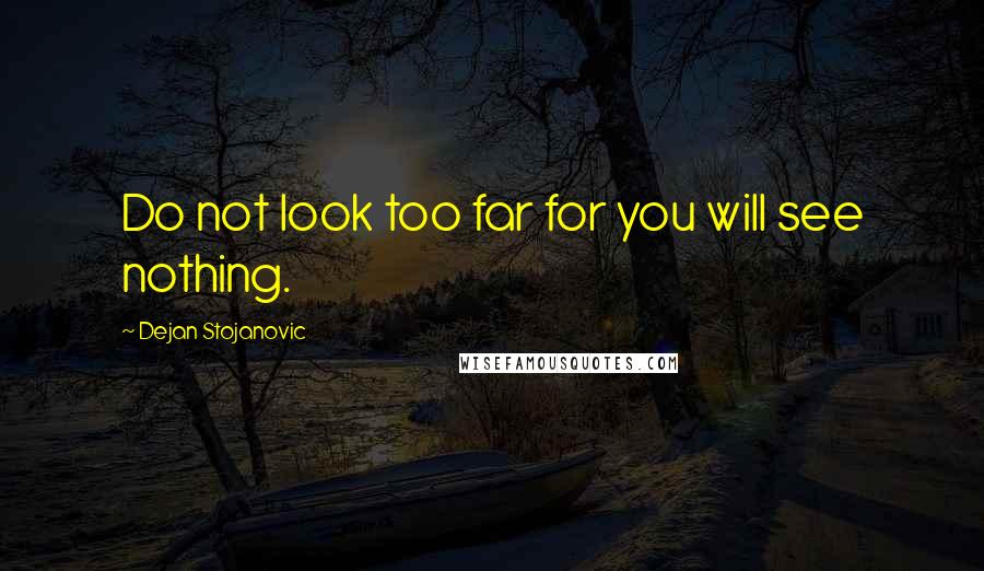 Dejan Stojanovic Quotes: Do not look too far for you will see nothing.