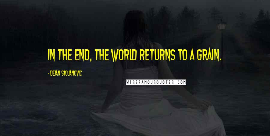 Dejan Stojanovic Quotes: In the end, the world returns to a grain.