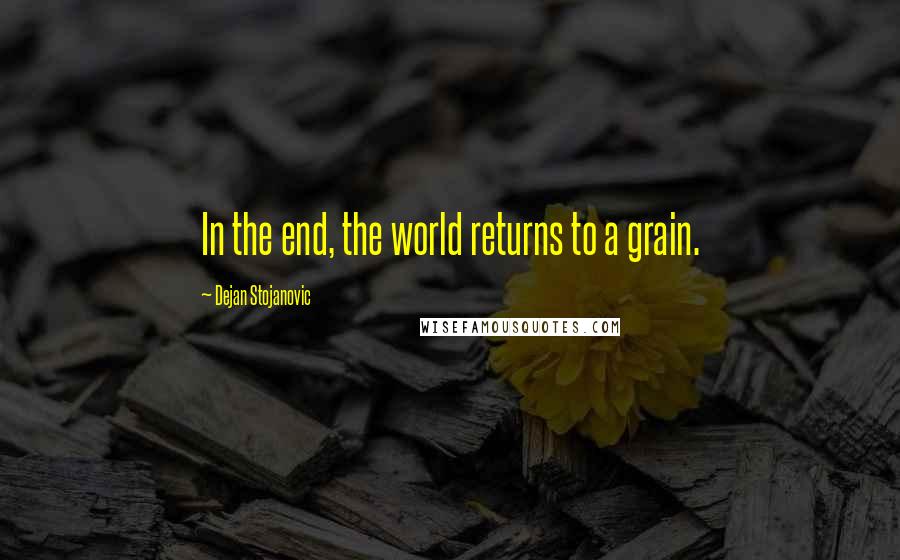 Dejan Stojanovic Quotes: In the end, the world returns to a grain.