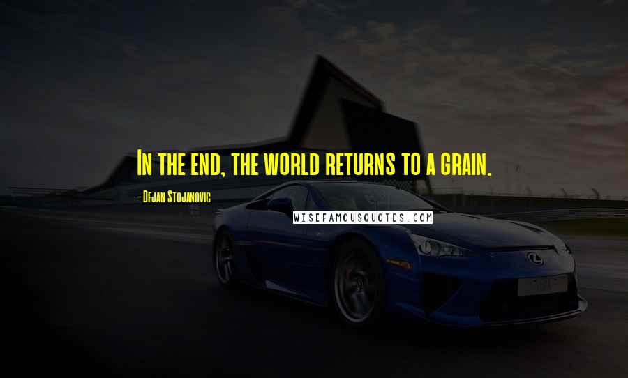 Dejan Stojanovic Quotes: In the end, the world returns to a grain.