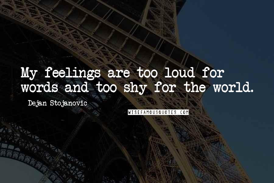 Dejan Stojanovic Quotes: My feelings are too loud for words and too shy for the world.