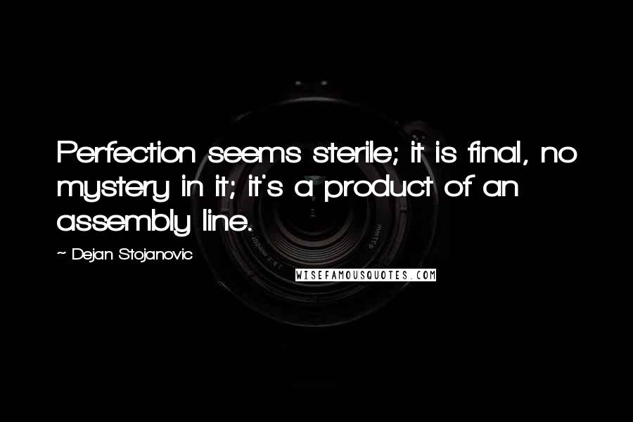 Dejan Stojanovic Quotes: Perfection seems sterile; it is final, no mystery in it; it's a product of an assembly line.