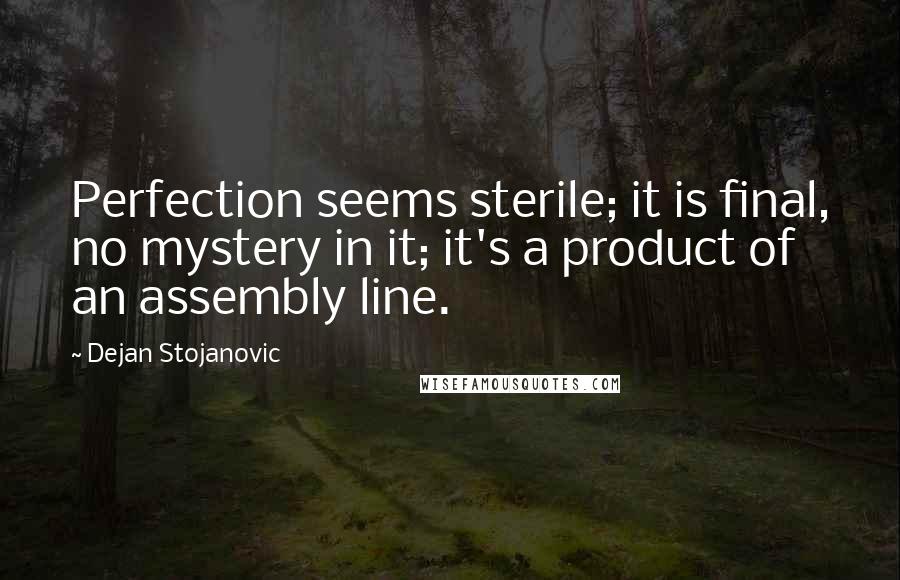 Dejan Stojanovic Quotes: Perfection seems sterile; it is final, no mystery in it; it's a product of an assembly line.