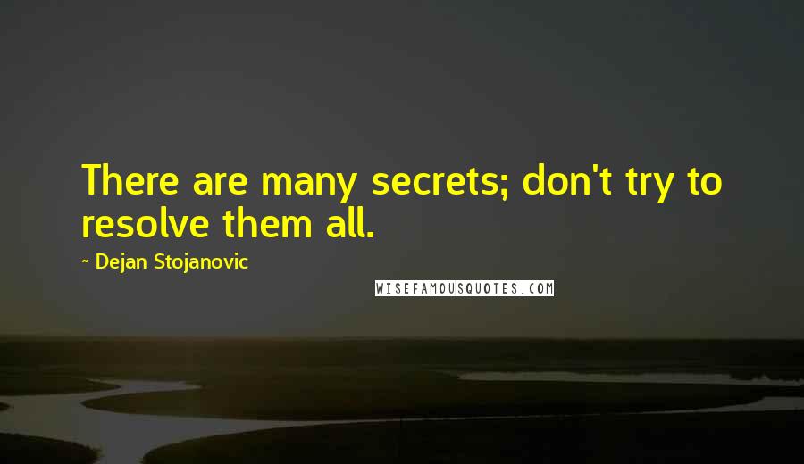 Dejan Stojanovic Quotes: There are many secrets; don't try to resolve them all.