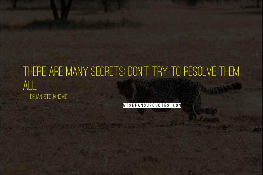 Dejan Stojanovic Quotes: There are many secrets; don't try to resolve them all.