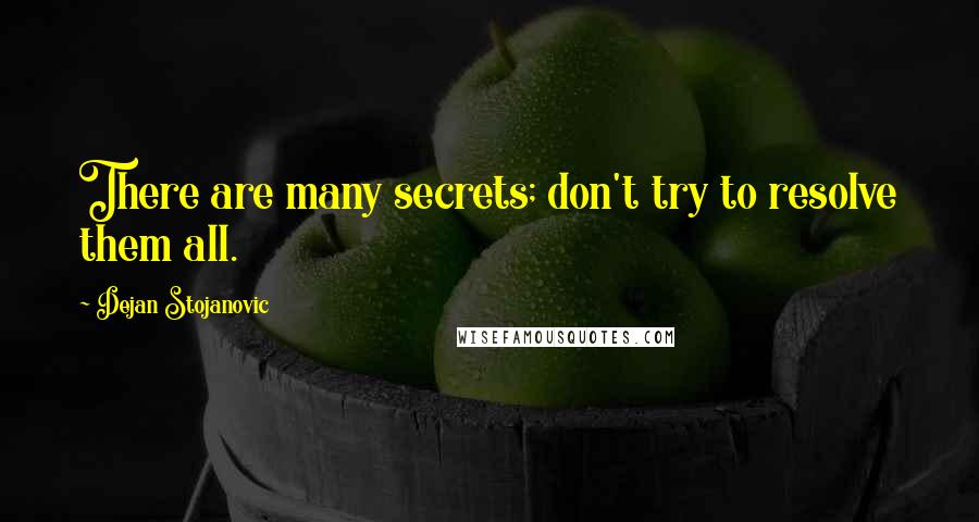 Dejan Stojanovic Quotes: There are many secrets; don't try to resolve them all.