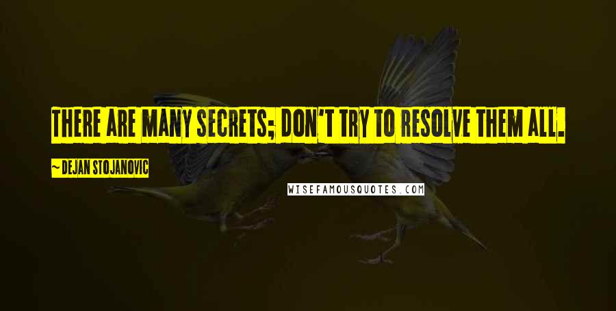 Dejan Stojanovic Quotes: There are many secrets; don't try to resolve them all.