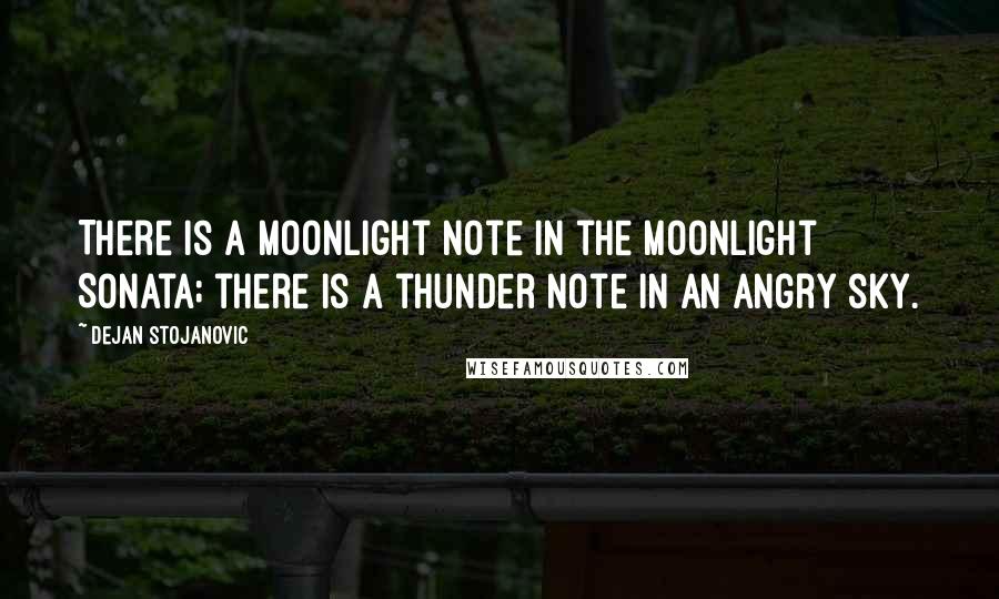 Dejan Stojanovic Quotes: There is a moonlight note in the Moonlight Sonata; there is a thunder note in an angry sky.