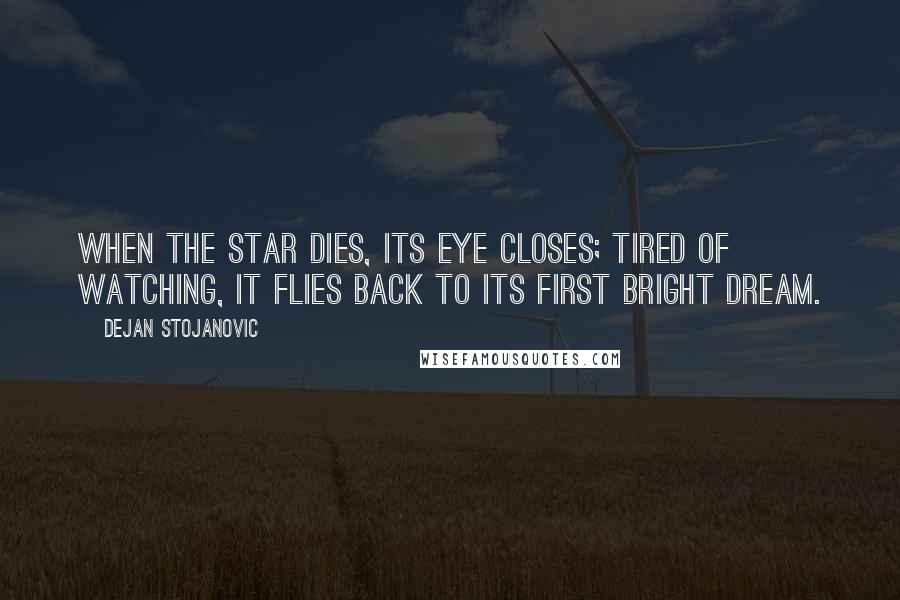 Dejan Stojanovic Quotes: When the star dies, Its eye closes; tired of watching, It flies back to its first bright dream.