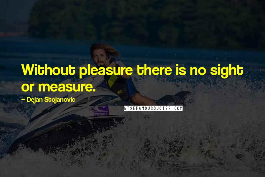 Dejan Stojanovic Quotes: Without pleasure there is no sight or measure.