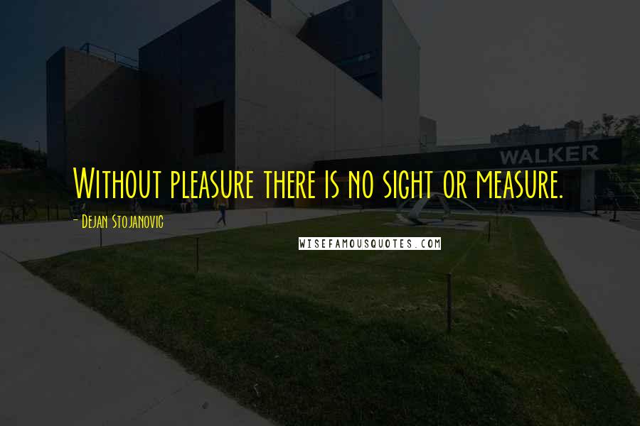 Dejan Stojanovic Quotes: Without pleasure there is no sight or measure.