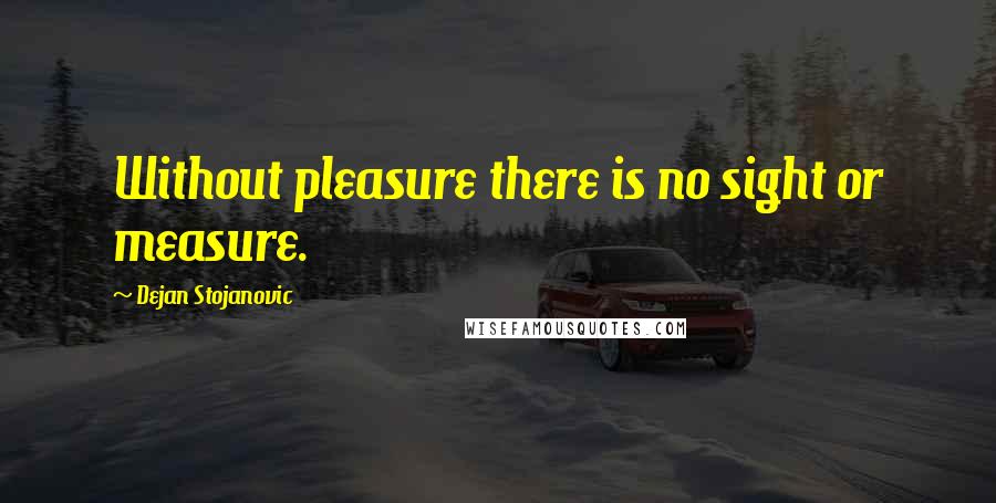 Dejan Stojanovic Quotes: Without pleasure there is no sight or measure.