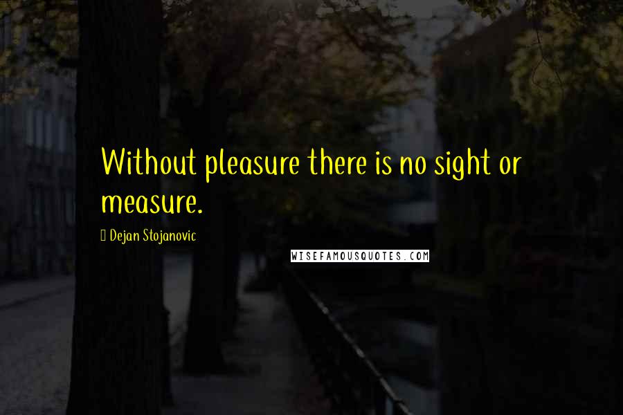 Dejan Stojanovic Quotes: Without pleasure there is no sight or measure.
