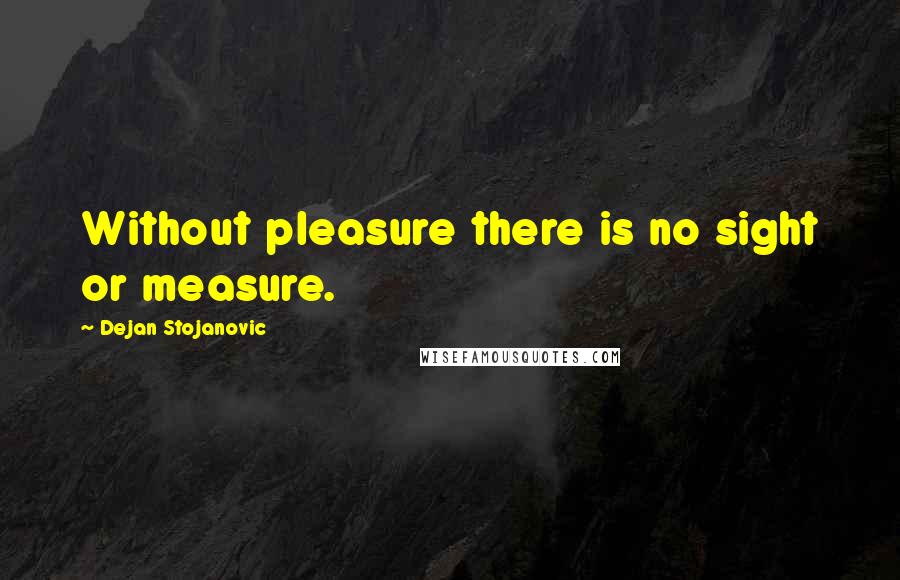 Dejan Stojanovic Quotes: Without pleasure there is no sight or measure.