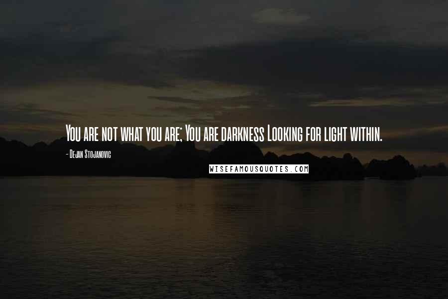 Dejan Stojanovic Quotes: You are not what you are; You are darkness Looking for light within.