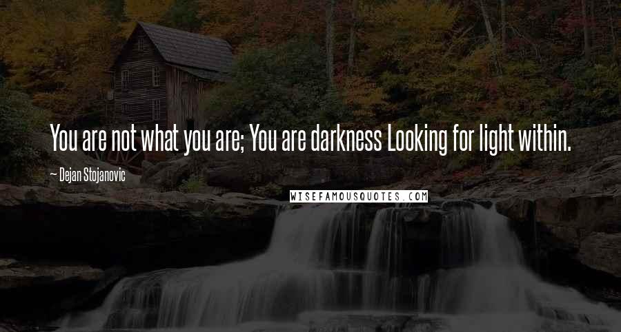 Dejan Stojanovic Quotes: You are not what you are; You are darkness Looking for light within.