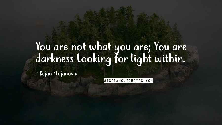 Dejan Stojanovic Quotes: You are not what you are; You are darkness Looking for light within.