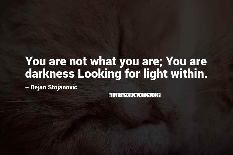 Dejan Stojanovic Quotes: You are not what you are; You are darkness Looking for light within.