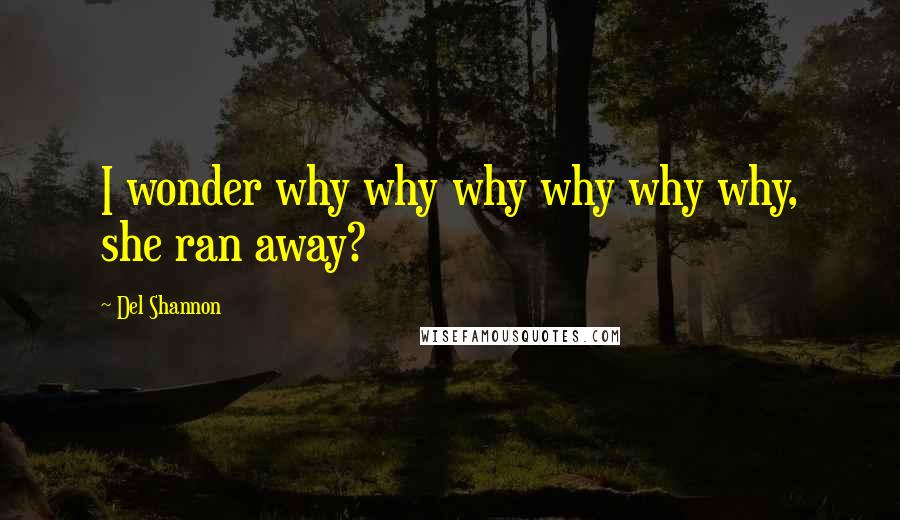 Del Shannon Quotes: I wonder why why why why why why, she ran away?