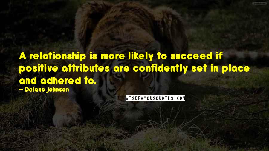 Delano Johnson Quotes: A relationship is more likely to succeed if positive attributes are confidently set in place and adhered to.