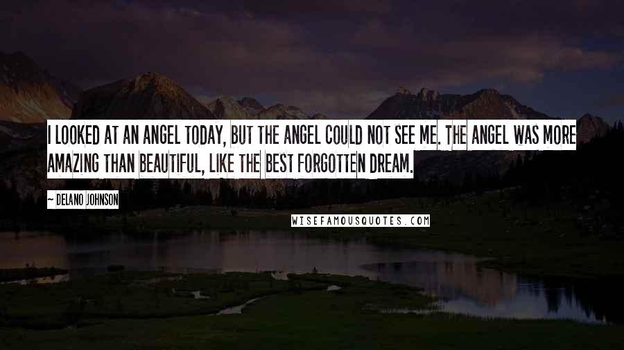 Delano Johnson Quotes: I looked at an angel today, but the angel could not see me. The angel was more amazing than beautiful, like the best forgotten dream.