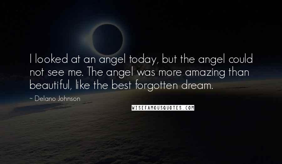 Delano Johnson Quotes: I looked at an angel today, but the angel could not see me. The angel was more amazing than beautiful, like the best forgotten dream.