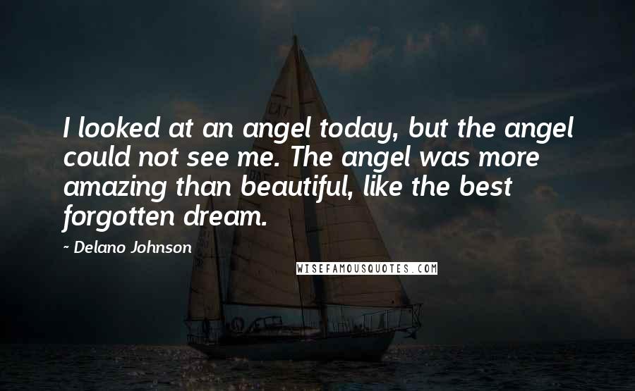 Delano Johnson Quotes: I looked at an angel today, but the angel could not see me. The angel was more amazing than beautiful, like the best forgotten dream.