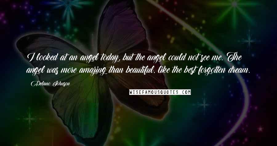 Delano Johnson Quotes: I looked at an angel today, but the angel could not see me. The angel was more amazing than beautiful, like the best forgotten dream.