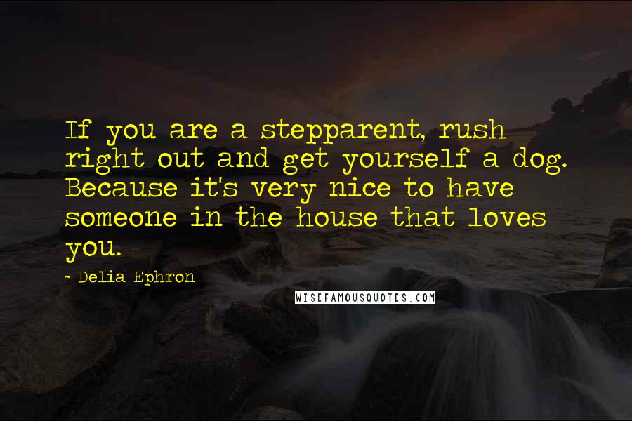 Delia Ephron Quotes: If you are a stepparent, rush right out and get yourself a dog. Because it's very nice to have someone in the house that loves you.