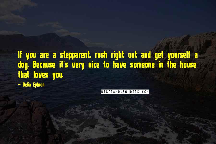 Delia Ephron Quotes: If you are a stepparent, rush right out and get yourself a dog. Because it's very nice to have someone in the house that loves you.