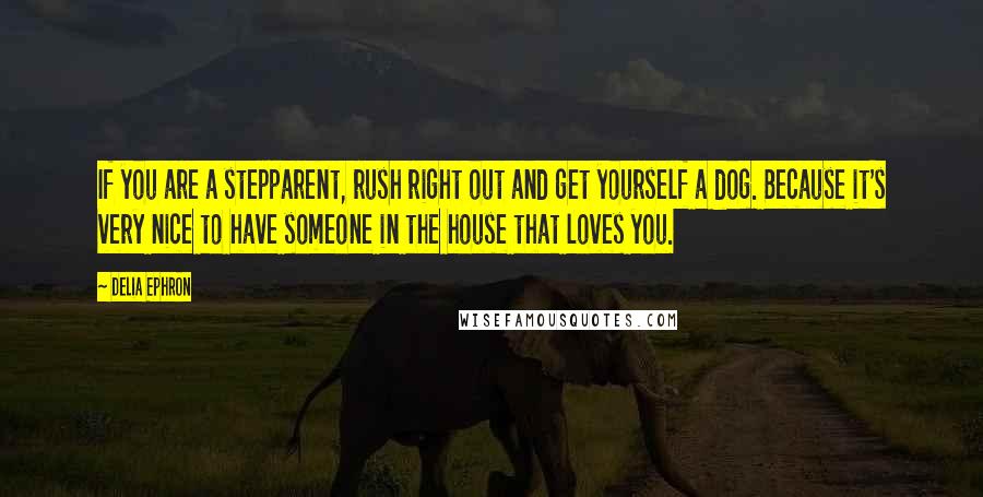 Delia Ephron Quotes: If you are a stepparent, rush right out and get yourself a dog. Because it's very nice to have someone in the house that loves you.