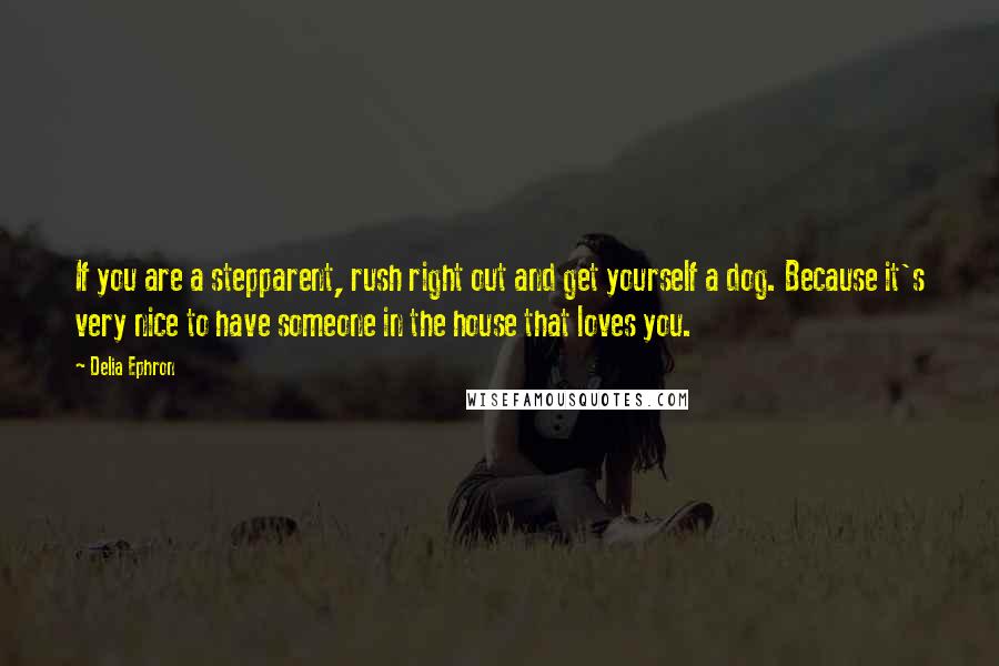 Delia Ephron Quotes: If you are a stepparent, rush right out and get yourself a dog. Because it's very nice to have someone in the house that loves you.