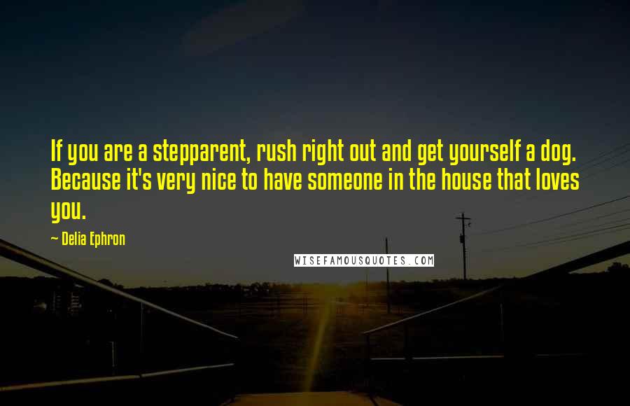 Delia Ephron Quotes: If you are a stepparent, rush right out and get yourself a dog. Because it's very nice to have someone in the house that loves you.