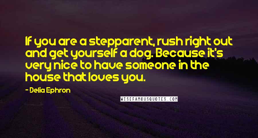 Delia Ephron Quotes: If you are a stepparent, rush right out and get yourself a dog. Because it's very nice to have someone in the house that loves you.