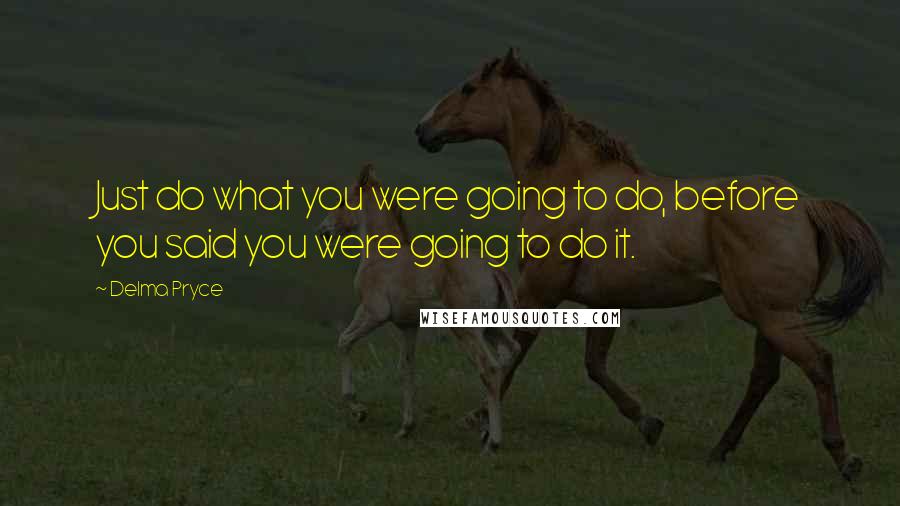 Delma Pryce Quotes: Just do what you were going to do, before you said you were going to do it.
