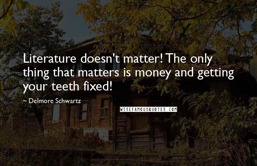 Delmore Schwartz Quotes: Literature doesn't matter! The only thing that matters is money and getting your teeth fixed!